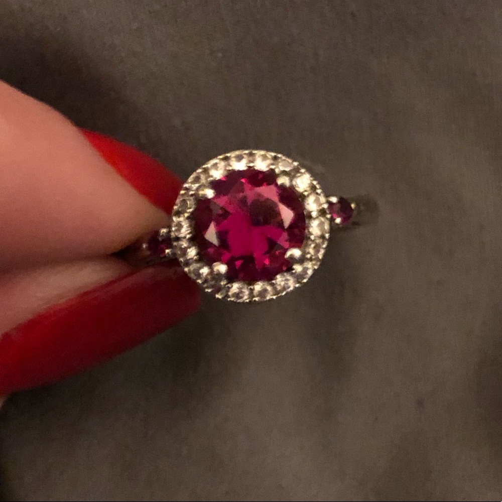 Helzberg Lab Created Ruby Sterling Silver Ring